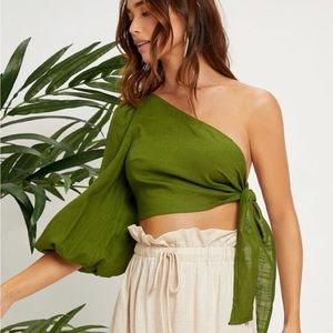 One Shoulder Tie Crop Top